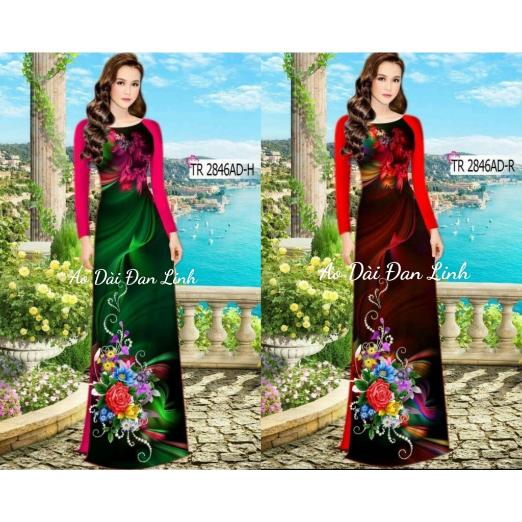 Áo dài in 3D hoạ tiết sang trọng, áo dài mẹ, áo dài trung niên - Áo Dài Đan Linh