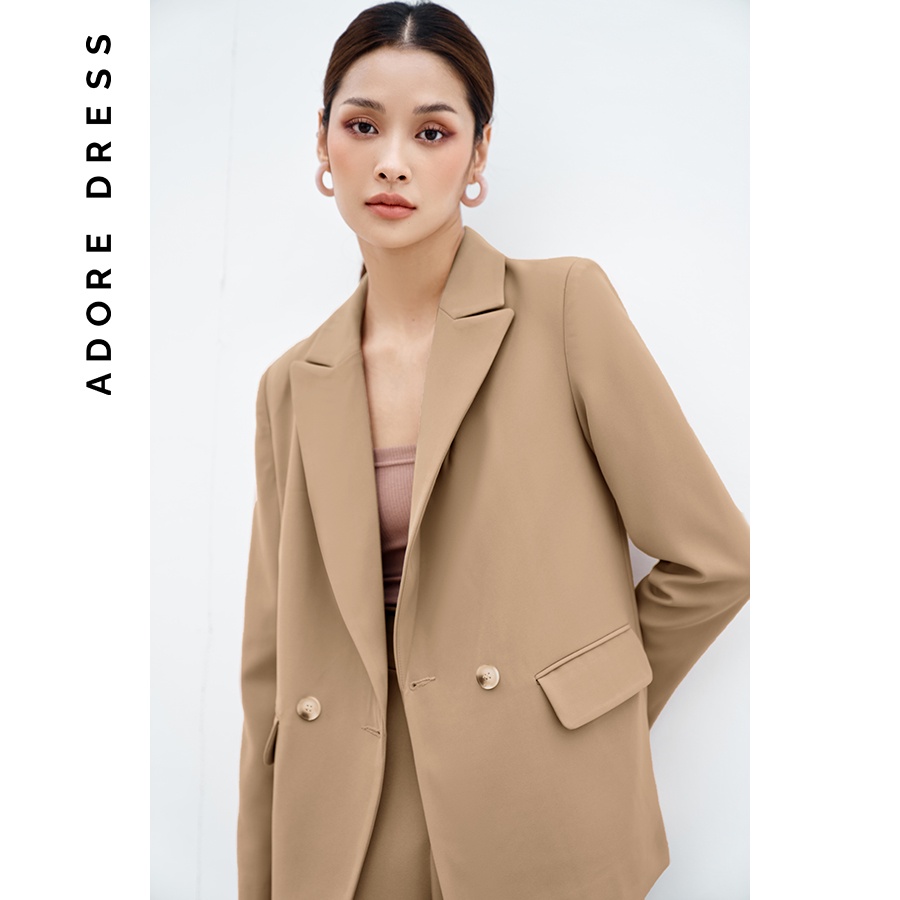 Áo khoác blazer suông 2 khuy tuýt si dày đen 2BL1013 ADORE DRESS