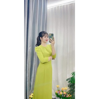 Áo Dài Lụa Mỹ Tay Bồng-Áo Dài Cà Ri
