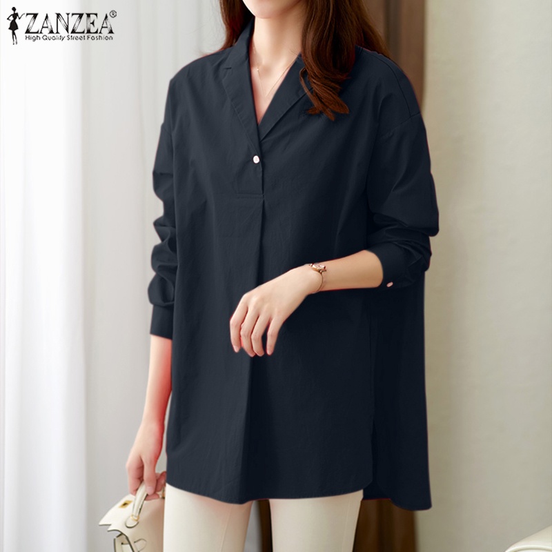 ZANZEA Áo Sơ Mi Tay Dài Thanh Lịch Thời Trang Phong Cách Hàn Quốc Cho Nữ
