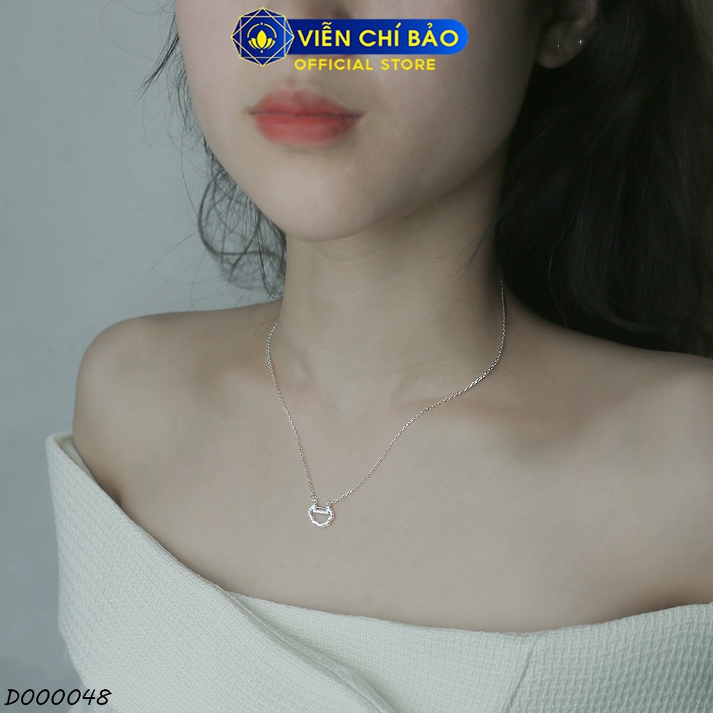 Dây chuyền bạc nữ trường mệnh đính đá basic chất liệu bạc 925 thời trang phụ kiện trang sức Viễn Chí Bảo D000048