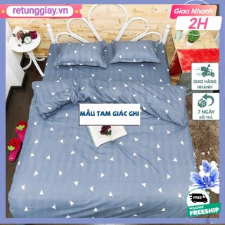 Bộ ga kèm 2 vỏ gối nằm[1mx2m,1m2x2m,1m6x2m]vải poly cotton,chọn mẫu[tam giác ghi]
