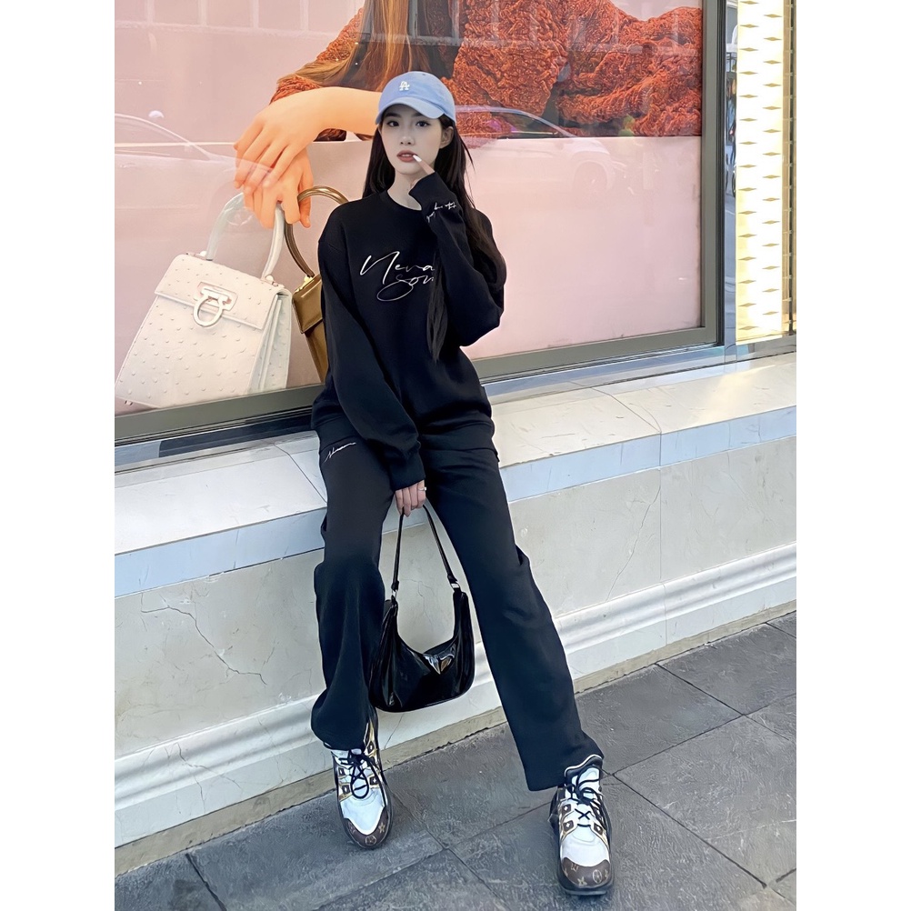 Quần Suông Nỉ Bông local brand NEVASOME Take My Hand Đen Cotton Nỉ Bông Form Rộng Nam Nữ Unisex Oversize