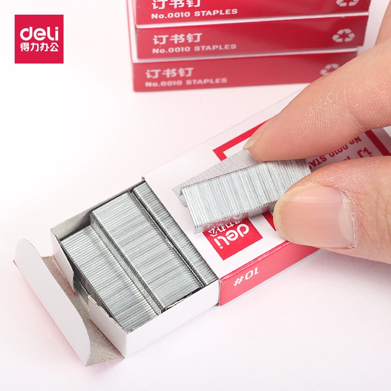 Ghim Dập Tài Liệu Số 10 Deli 0010/ Số 12 0012  - Hộp Ghim Bấm 1000 cái