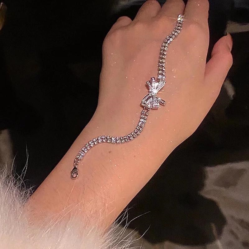 Dây Chuyền Mặt Nơ Đính Đá Phong Cách Hàn Quốc Độc Đáo