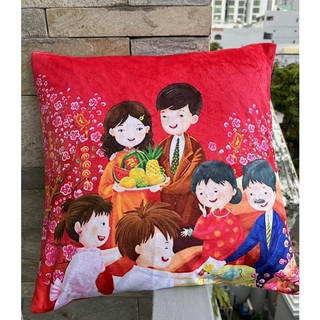 Áo gối xuân sum vầy 45cm x 45cm