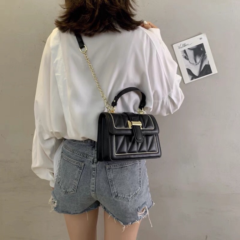 Túi đeo chéo nữ cầm tay trần trám 1 dải 2 ngăn Jellyshop