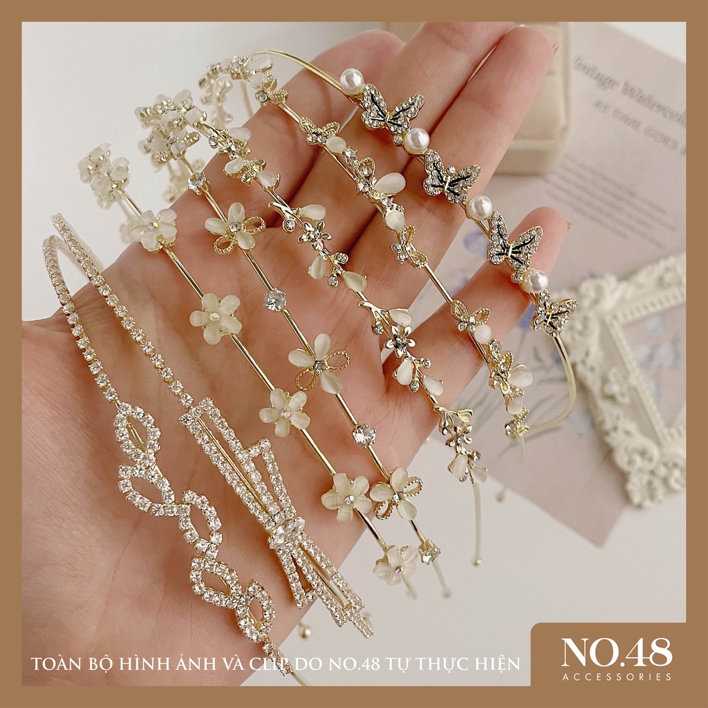 Bờm mảnh đá vàng nhạt nhiều mẫu NO.48 ACCESSORIES mã 3043