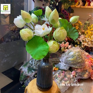 Set hoa sen nở loại đặc biệt hoa sen giả hoa lụa cao cấp
