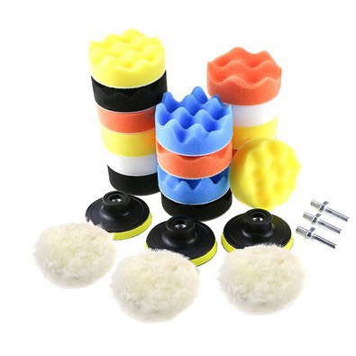 Bộ 19 phớ đánh bóng kèm 02 đầu chuyển đổi mũi khoan cho máy đánh bóng xe hơi giá 387k giảm 250k