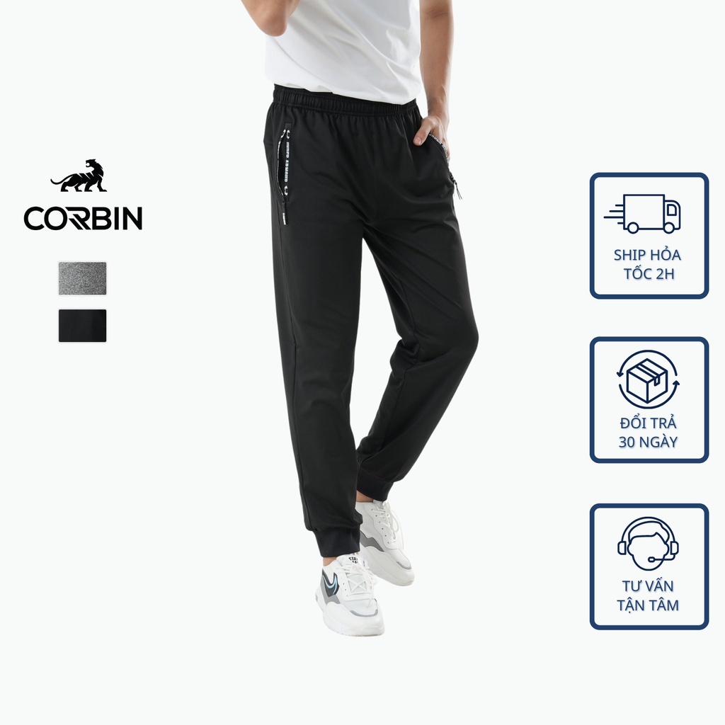 Quần nỉ jogger amou chữ CORBIN chất dày ấm thêu hình cao cấp