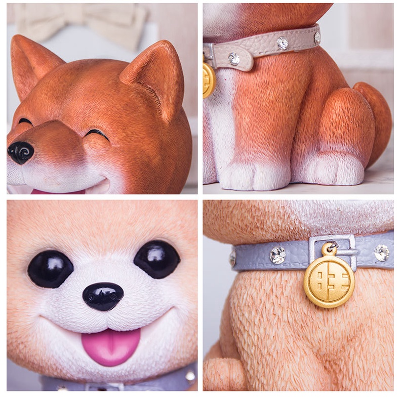 Ống Heo Tiết Kiệm Bằng Nhựa Resin Không Vỡ Hình Chú Chó Teddy Hoạt Hình Dễ Thương Dành Cho Trẻ Em