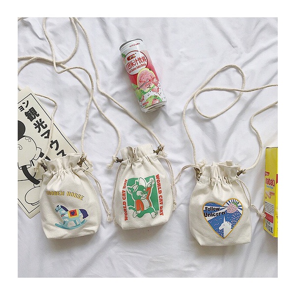 Túi Vải Canvas Đeo Chéo Mini Đựng Tiền Xu Điện Thoại Xinh Xắn Phong Cách Hàn Quốc MTT0265