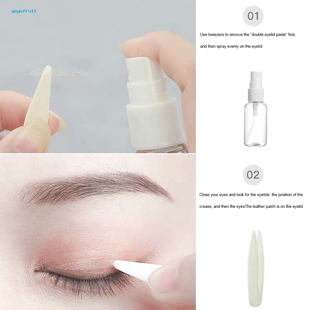 Set 5 Miếng Dán Kích Mí Vô Hình Kèm Chai Xịt Và Nhíp