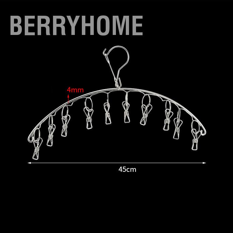 Móc Treo Phơi Quần Áo Thép Không Gỉ Dày Hình Vòng Cung Chống Gió Sock Tất Khăn Lót BerryHome～