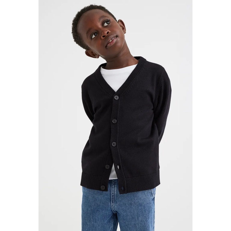Áo len đen navy cardigan đen/navy bé trai HM H&M_hàng chính hãng authentic