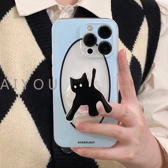 Giá Đỡ Điện Thoại Dạng Nhẫn Hình Mèo / Bướm / Hoa Dễ Thương Có Thể Gập Lại Cho iPhone Samsung