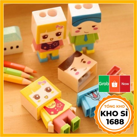 Gọt bút chì hình người gỗ Danbo dễ thương - chuốt chì 2 đầu tiện dụng E828