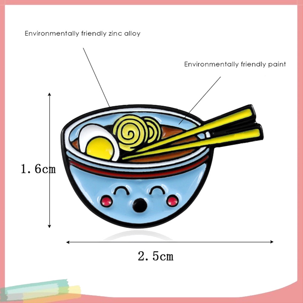 【LK】Cute Cartoon Noodles Bowl Enamel Brooch Pin Denim Backpack Badge Gift