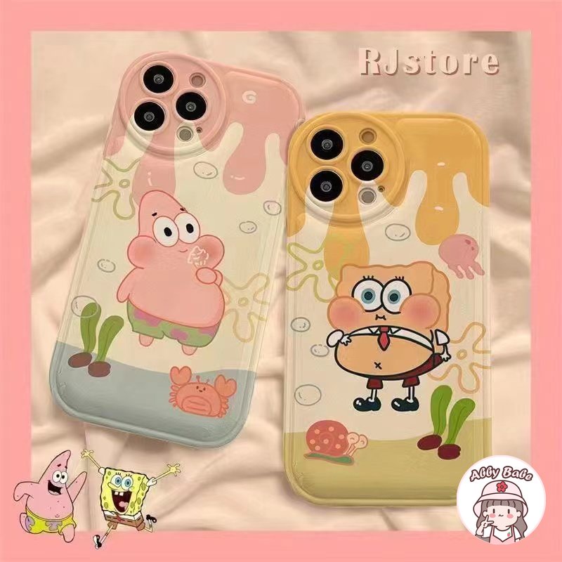 Ốp Điện Thoại TPU Mềm Bo Viền Hình Spongebob Kiểu Hàn Quốc Cho IPhone 14 Pro Max 11 7Plus 13 12 11 Pro Max X XS XR
