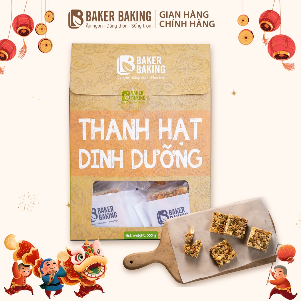 Bánh thanh hạt dinh dưỡng Baker Baking, bar energy hỗ trợ tập luyện, tăng cơ 100-500g