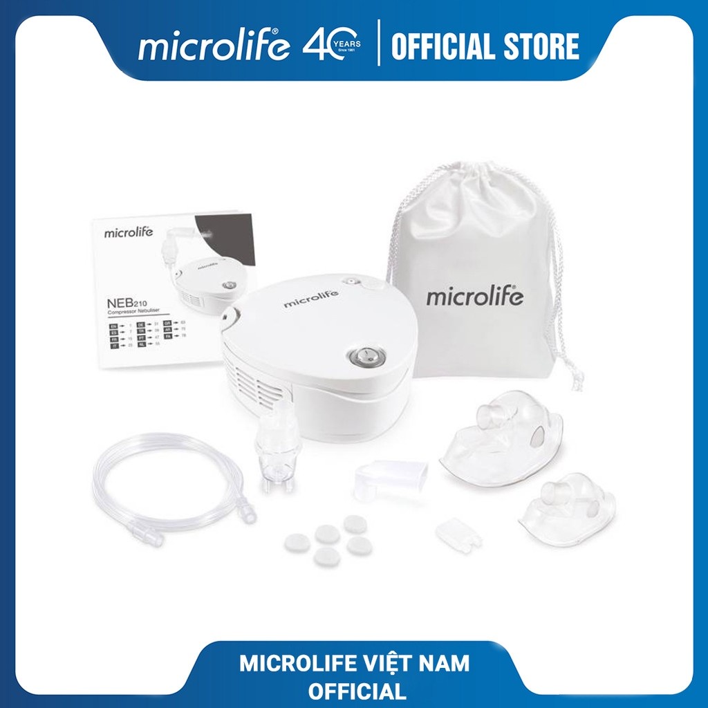 Máy xông mũi họng, phun khí dung MICROLIFE NEB210 chính hãng bảo hành 3 năm 1 đổi 1 chính hãng