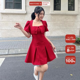 BBSTORE'S Đầm Xòe Tay Phồng Dự Tiệc Xếp Ly Sang Trọng -D1370