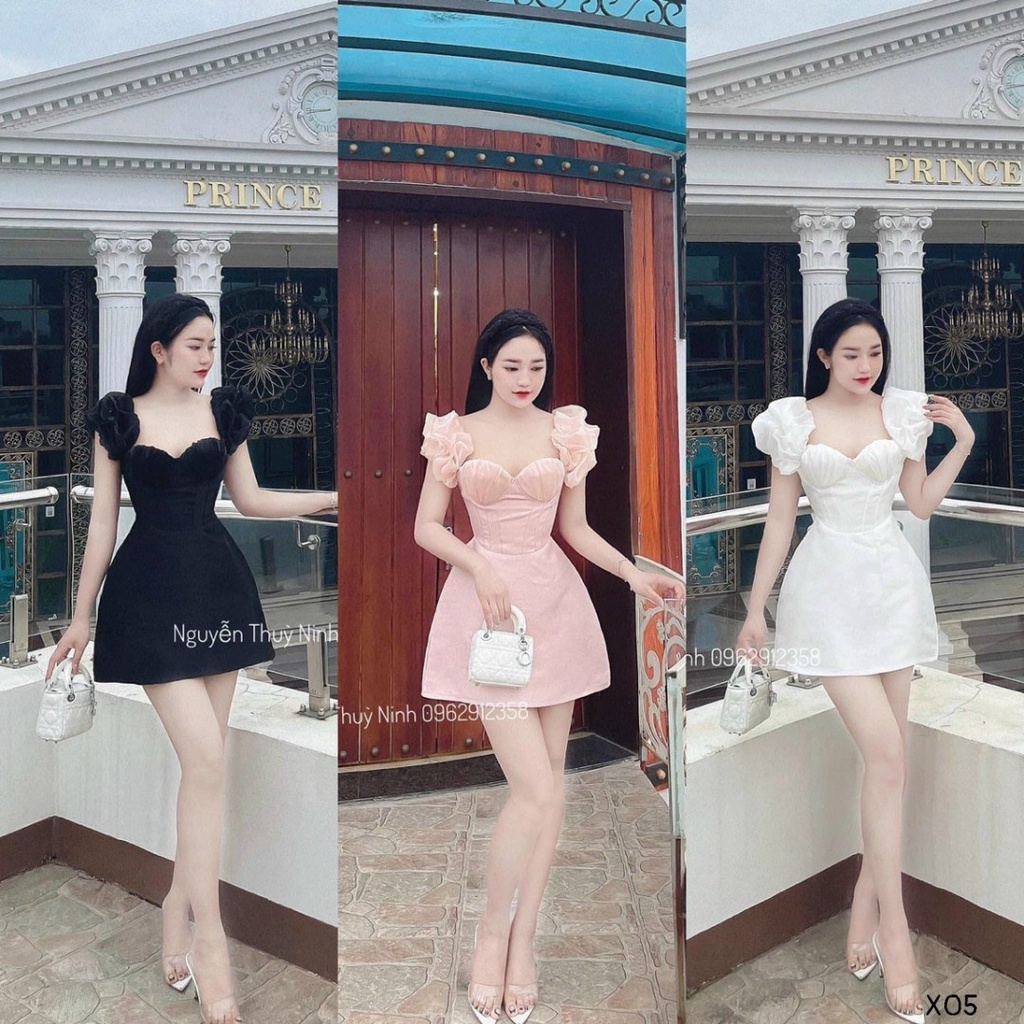 Đầm chữ a hàn quốc dáng xòe dễ thương, thiết kê cúp ngực tay phồng xinh xắn, chất vai tapta cao cấp