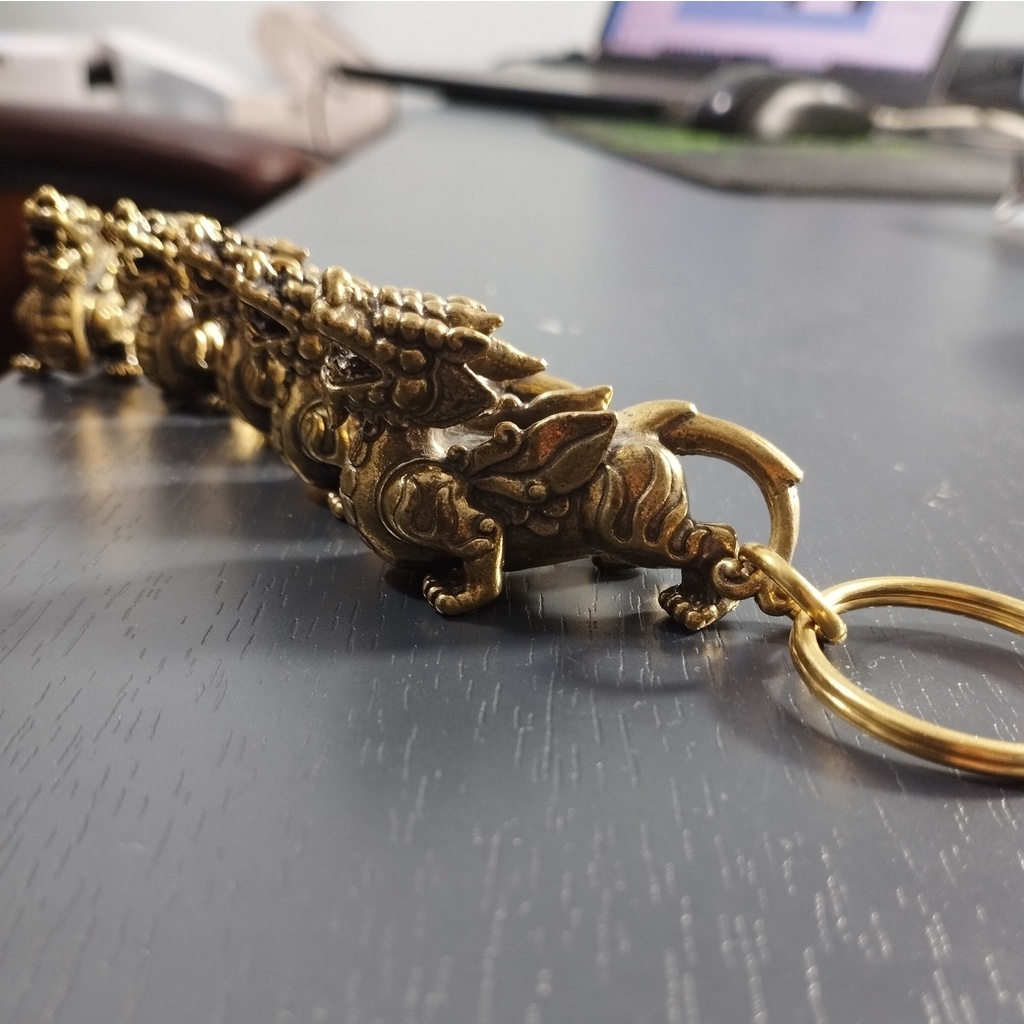 Móc khóa Nghê đồng đúc nguyên khối MC05