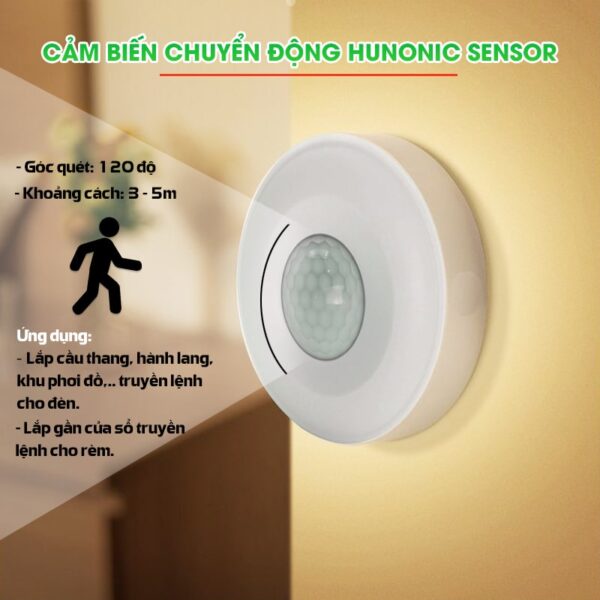 Bộ Cảm Biến Chuyển Động Hunonic Pir Sensor Tự Động Bật Tắt Đèn Khi Có Người Qua Kết Nối Qua Bộ Điều Khiển Trung Tâm