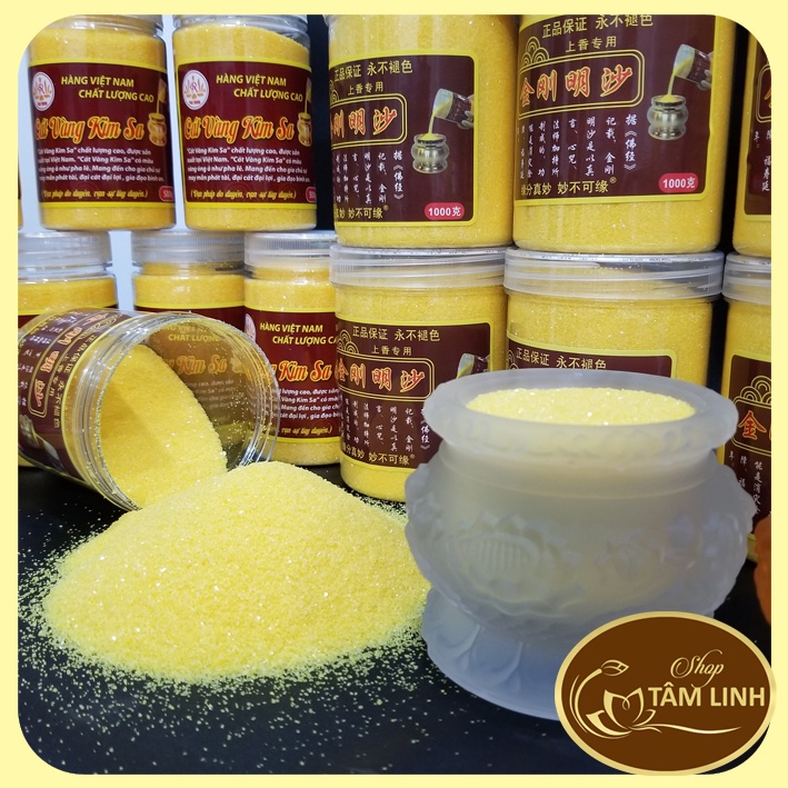 Cát vàng kim sa để Lư hương thời cúng Bàn Thờ hộp 500 gam