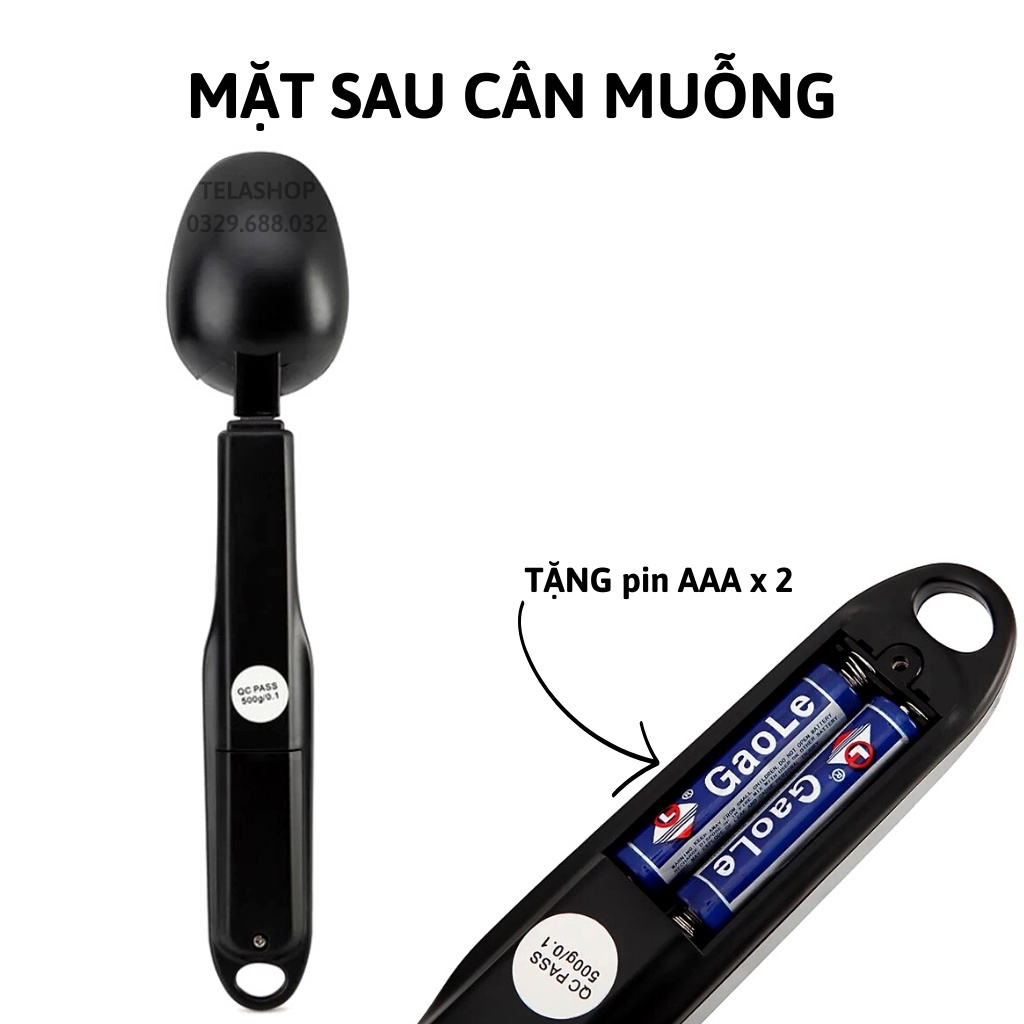 Cân tiểu ly điện tử thìa muỗng 500g chính xác cao tặng kèm pin Tela shop