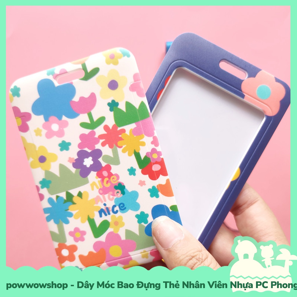 [Sẵn VN - Hỏa Tốc] Dây Móc Bao Đựng Thẻ Nhân Viên Nhựa PC Mẫu Hoạ Tiết Hình Hoa Cổ Điển Hiện Đại