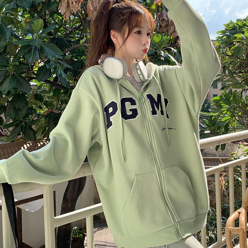 Áo Khoác Hoodie Dày Dặn Màu Xanh Bạc Hà Phong Cách Nhật Bản Thời Trang Thu Đông