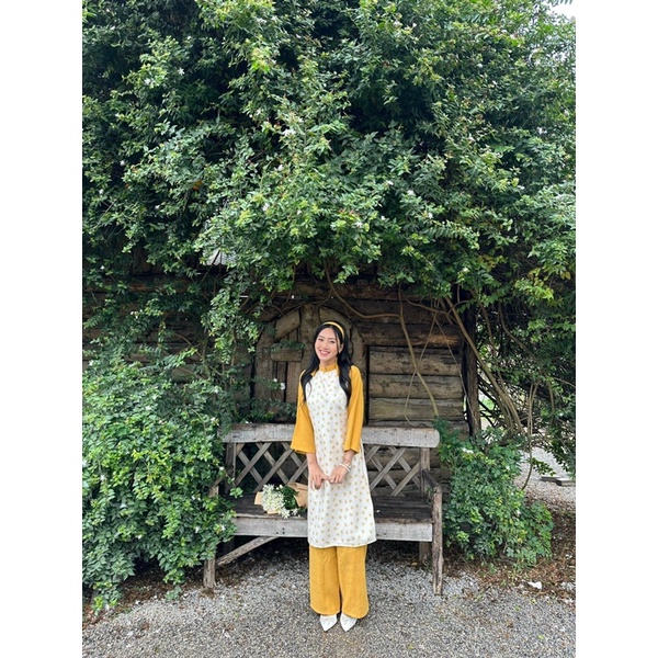 Áo dài cách tân hoa nhí Se.Na mẫu mới 2024 3 món kèm tubal xinh xắn