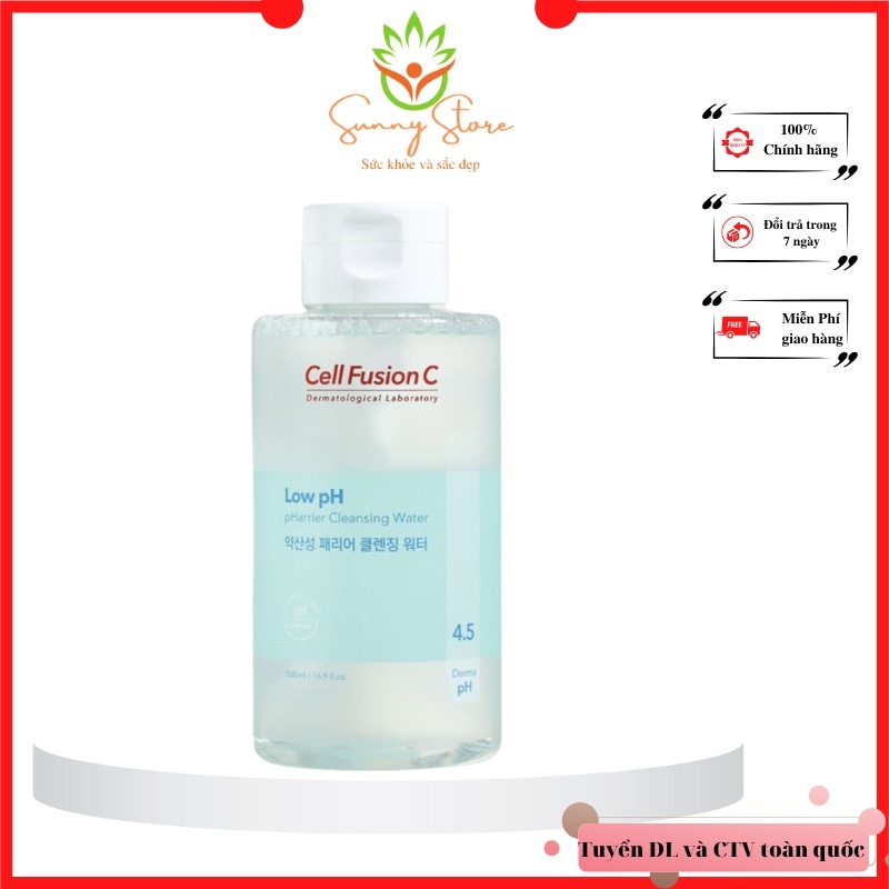 Nước rửa mặt làm sạch an toàn 3 trong 1, duy trì PH lý tưởng- Low pH pHarrier Cleansing Water - Cell Fusion C Expert