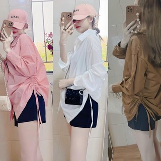 Áo sơ mi tay dài rút dây 2 bên nhiều màu hottrend bigsize 60-92kg