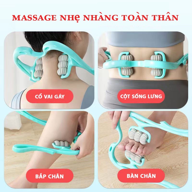 Dụng Cụ Mát Xa Cổ / Vai 6 Con Lăn Cầm Tay Giúp Giảm Áp Lực Tiện Dụng,massage cổ vai gáy, Gậy Massage Trị Liệu, Gậy ma