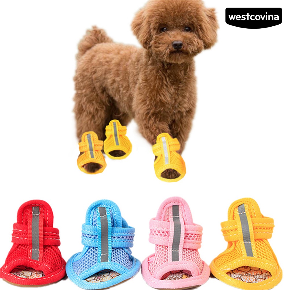 [Hot]♝Set 4 Đôi Xăng đan Đế Cao Su Chống Trượt Màu Sắc Đa Dạng Cho Thú Cưng