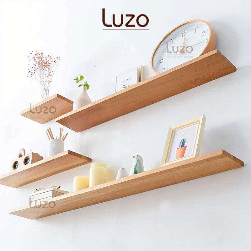 Kệ Gỗ Treo Tường Trang Trí Decor Phòng Khách Thanh Ngang - Tặng Kèm Phụ Kiện HCM