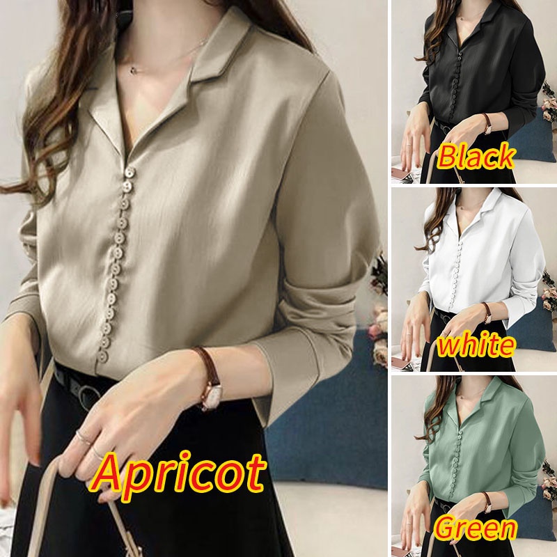 Áo sơ mi ZANZEA tay dài màu trơn phong cách Hàn Quốc thời trang công sở cho nữ