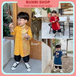 Sét áo dài cách tân cho bé trai Beemo,áo dài thân phối gấm rồng sang trọng cho bé trai,hàng thiết kế chuẩn loại 1