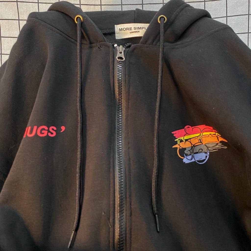 Áo khoác hoodie zip có khoá chất nỉ bông siêu dày in hình cá tính chữ XOXO