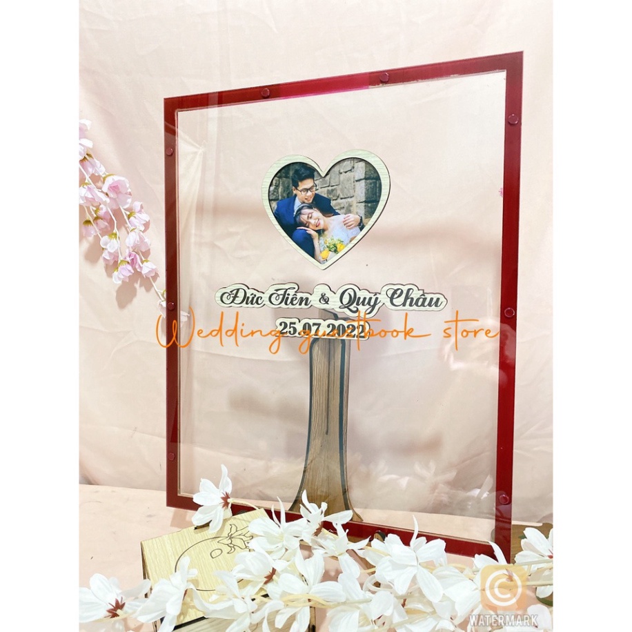 Hộp thả tim hình chữ nhật trong suốt kèm hình CDCR| Thao Wedding Guestbook Thegioipuzzle