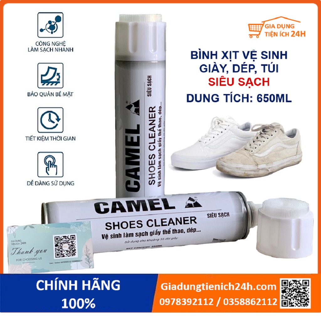 Chai Xịt Tạo Bọt Vệ Sinh Giày Sneaker Cao Cấp Camel Giadungtienich24h Dung Dịch Chà Giặt Khô Lau Làm Sạch Vệ Sinh Giầy