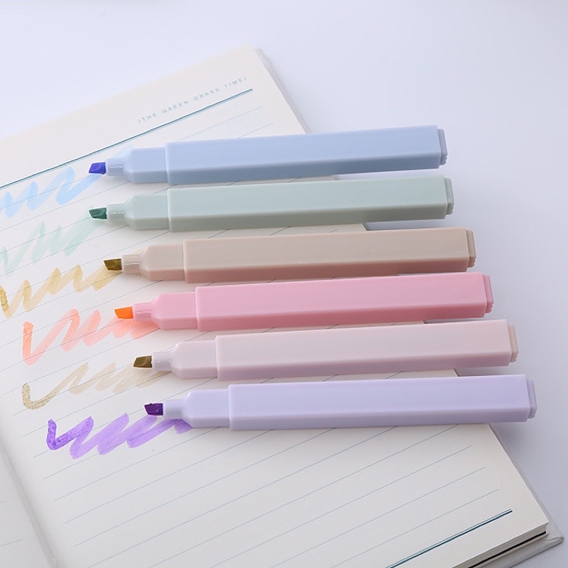 Bút highlight pastel HAPPI set 6 bút nhớ màu pastel đẹp