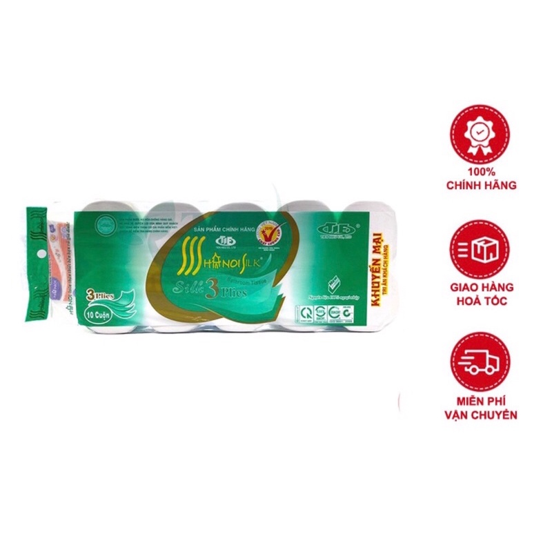 Giấy vệ sinh Hà Nội Silk 3 lớp không lõi cao cấp ( tặng kèm giấy ăn bên trong bịch )