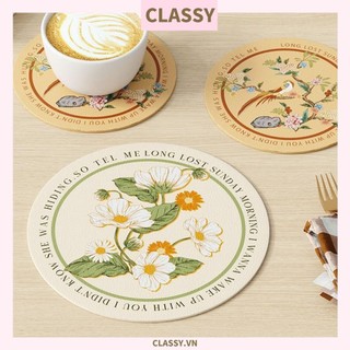 Classy Miếng lót đế ly, lót đế cốc bằng da thấm hút tốt, nhiều họa tiết PK1512