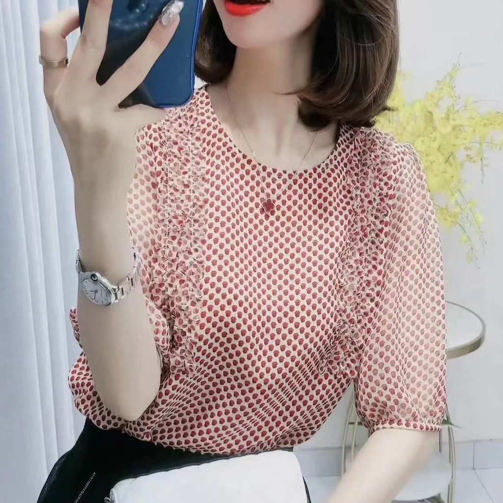Áo Sơ Mi Chiffon Tay Lỡ Thời Trang Mùa Hè Xinh Xắn Cho Nữ