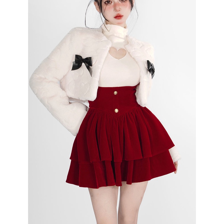 Set Áo Sơ Mi Cổ Cao Kèm Váy Yếm Màu Trơn Phong Cách Mới Cho Nữ